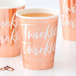Twinkle Twinkle Rose Gold Foiled Paper Cups 9oz 8pcs