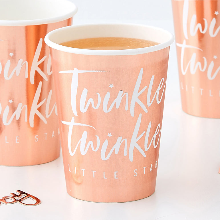 Twinkle Twinkle Rose Gold Foiled Paper Cups 9oz 8pcs
