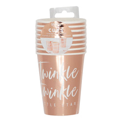Twinkle Twinkle Rose Gold Foiled Paper Cups 9oz 8pcs