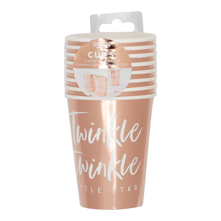 Twinkle Twinkle Rose Gold Foiled Paper Cups 9oz 8pcs