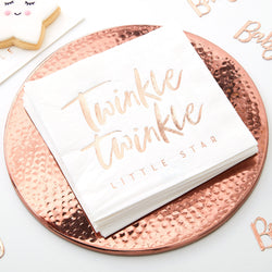 Twinkle Twinkle Rose Gold Baby Shower Napkins 16pcs