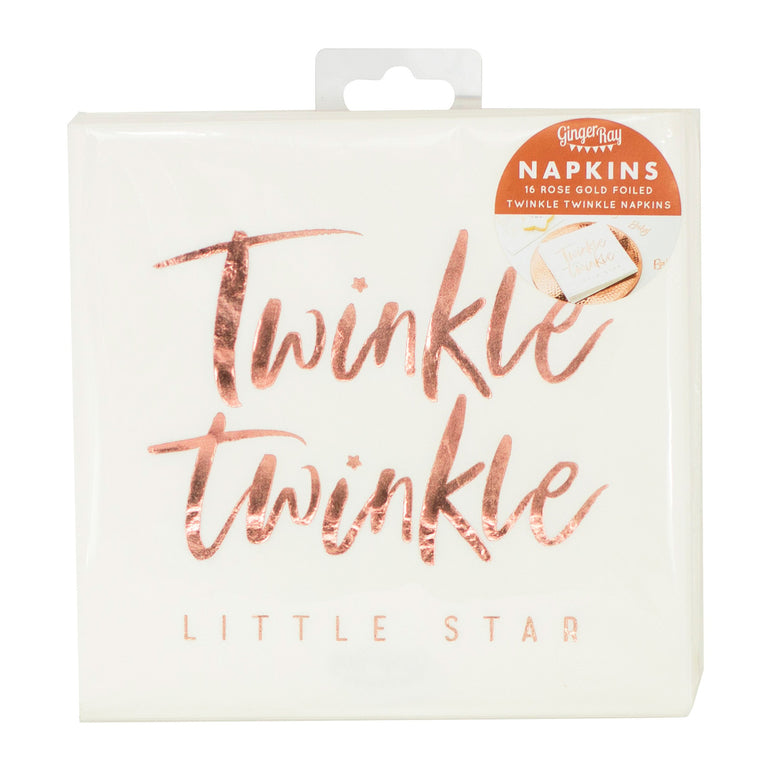 Twinkle Twinkle Rose Gold Baby Shower Napkins 16pcs