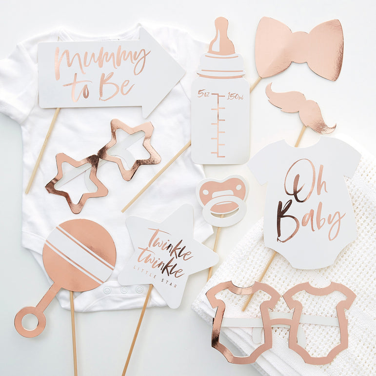 Twinkle Twinkle Rose Gold Baby Shower Photo Booth Props