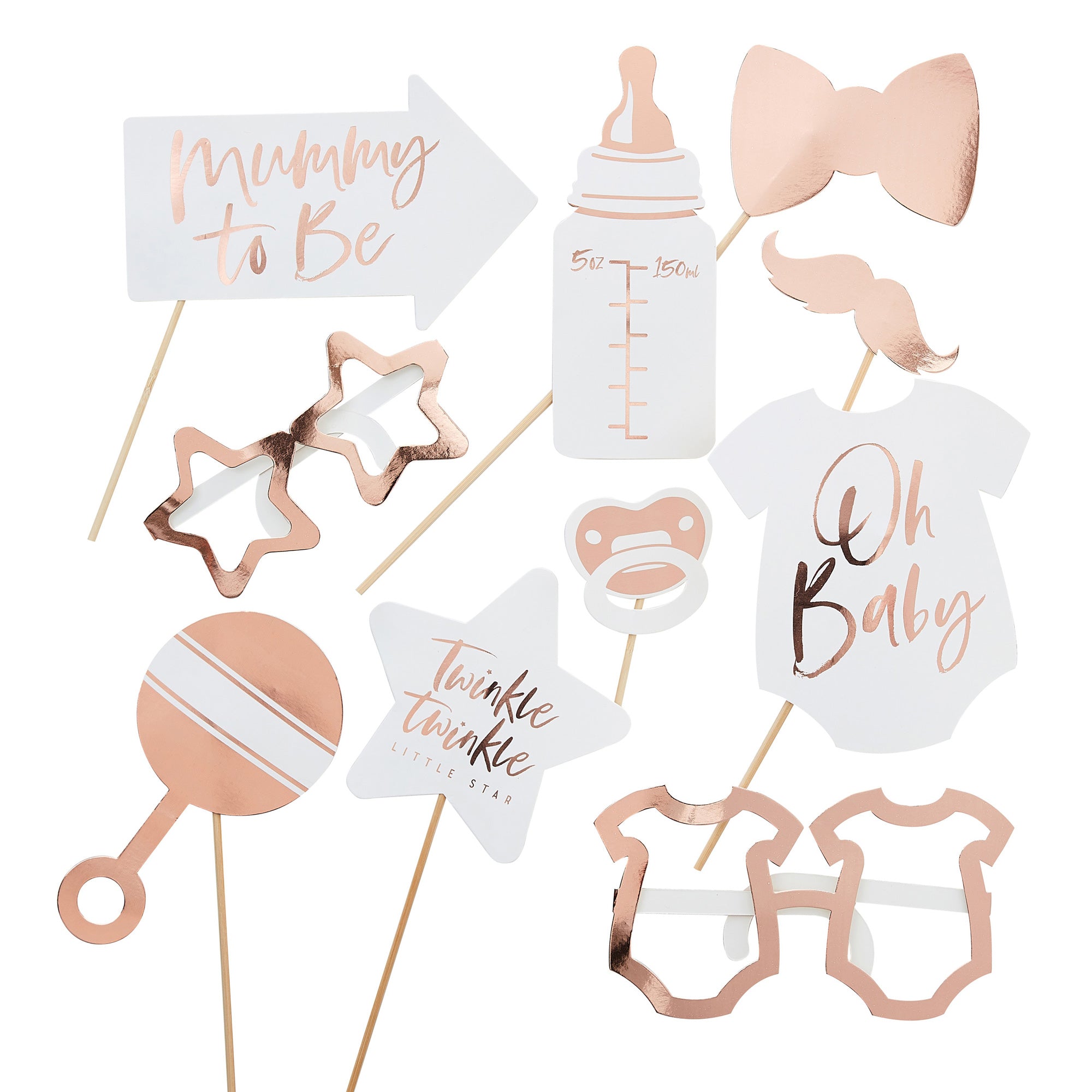 Twinkle Twinkle Rose Gold Baby Shower Photo Booth Props