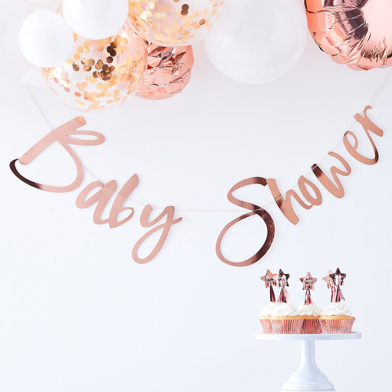 Twinkle Twinkle Rose Gold Baby Shower Bunting Decoration