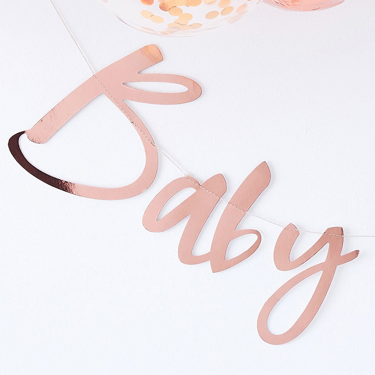 Twinkle Twinkle Rose Gold Baby Shower Bunting Decoration