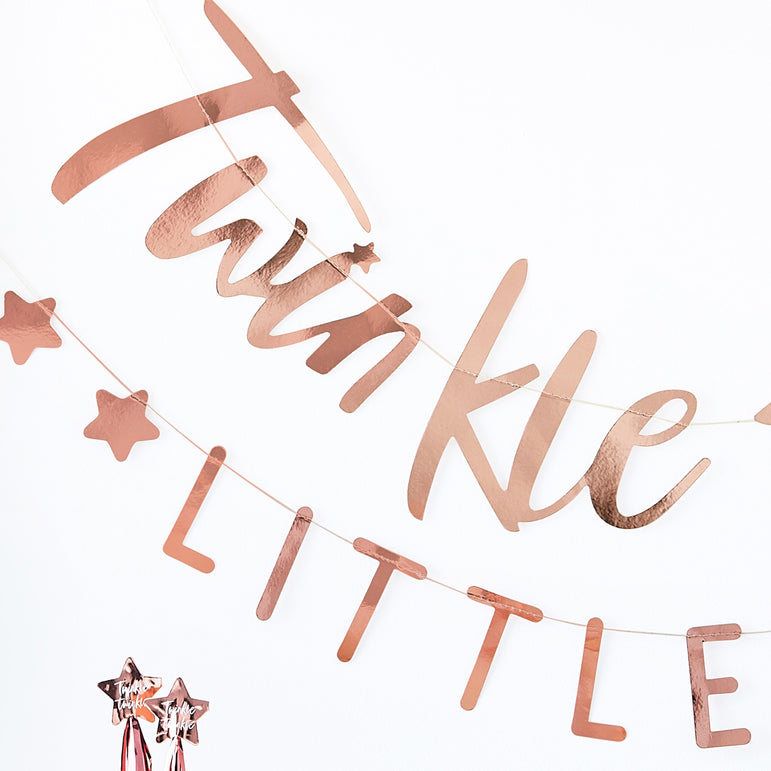 Twinkle Twinkle Little Star Rose Gold Baby Shower Bunting Decoration