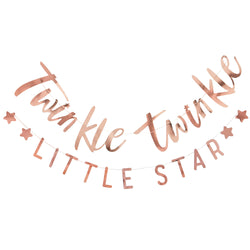 Twinkle Twinkle Little Star Rose Gold Baby Shower Bunting Decoration