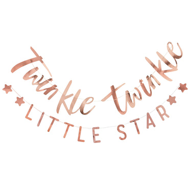 Twinkle Twinkle Little Star Rose Gold Baby Shower Bunting Decoration