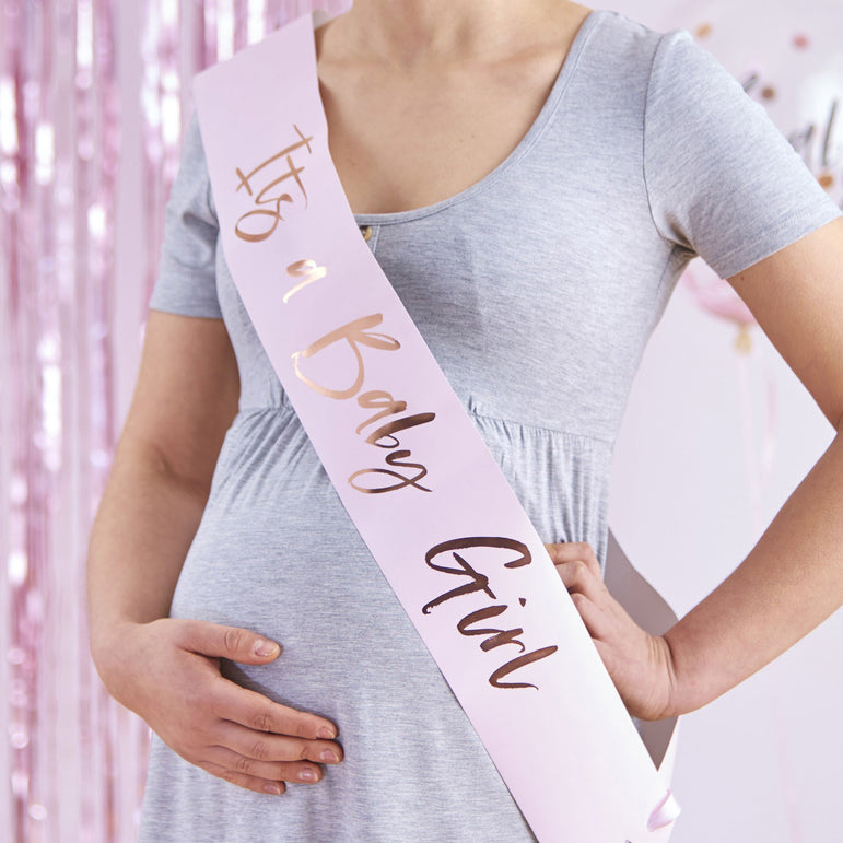 Its A Baby Girl Pink Baby Shower Sash