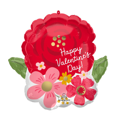Valentines Floral Standard Shape Foil Balloon
