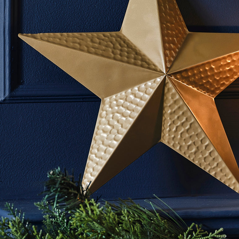Hammered Metal Star Gold Christmas Decoration