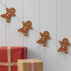 Gingerbread Man Wooden Christmas Bunting  Decoration 1.5m