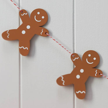 Gingerbread Man Wooden Christmas Bunting  Decoration 1.5m