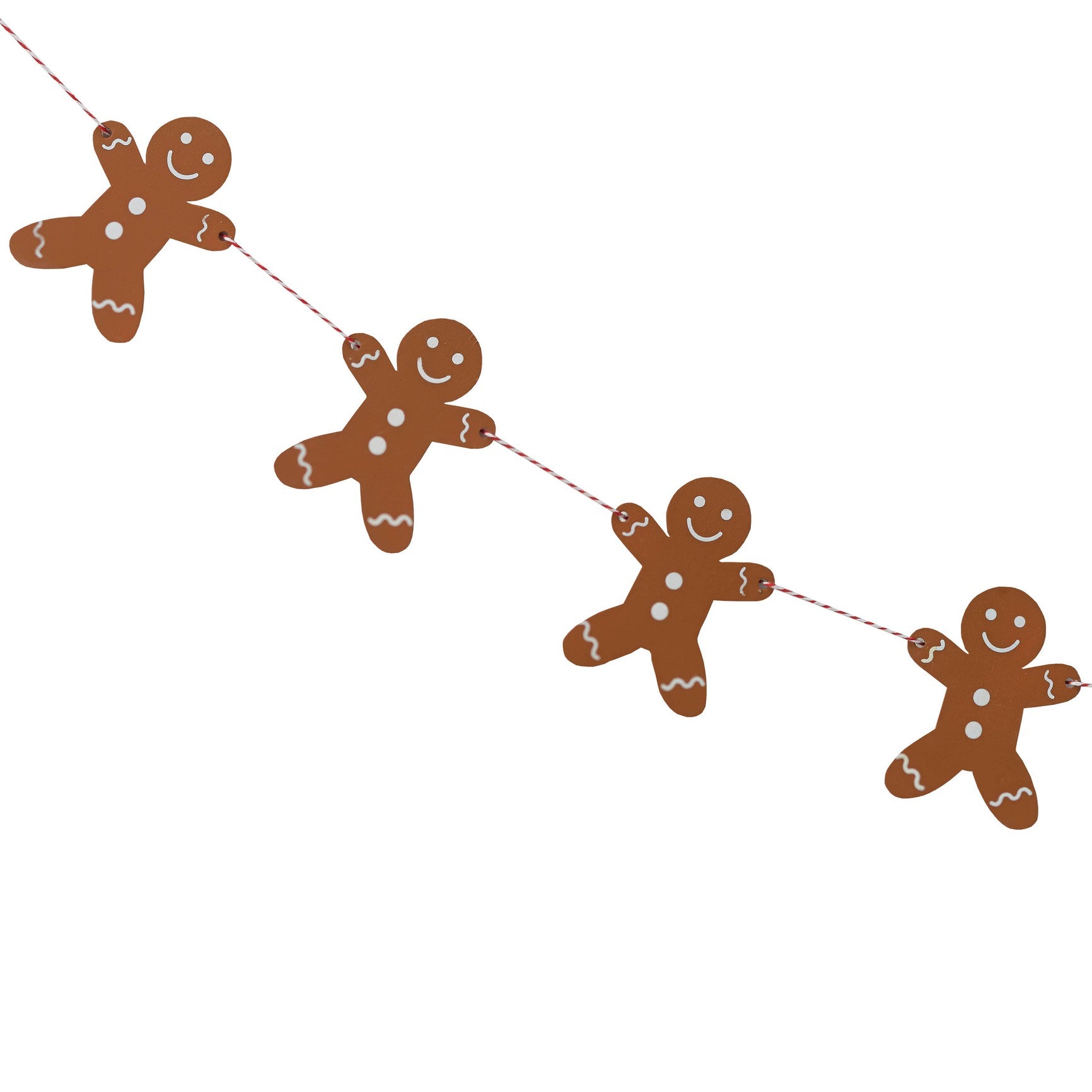 Gingerbread Man Wooden Christmas Bunting  Decoration 1.5m