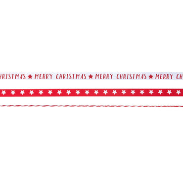 Red & White Merry Christmas Ribbon Kit 5m