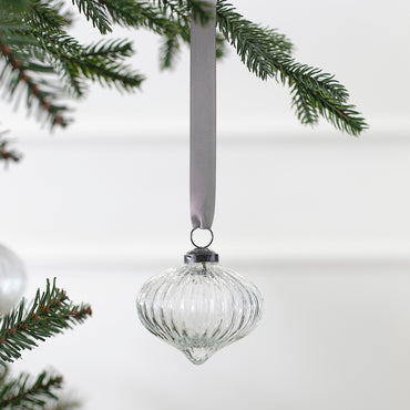 Ribbed Glass Christmas Tree Decorations