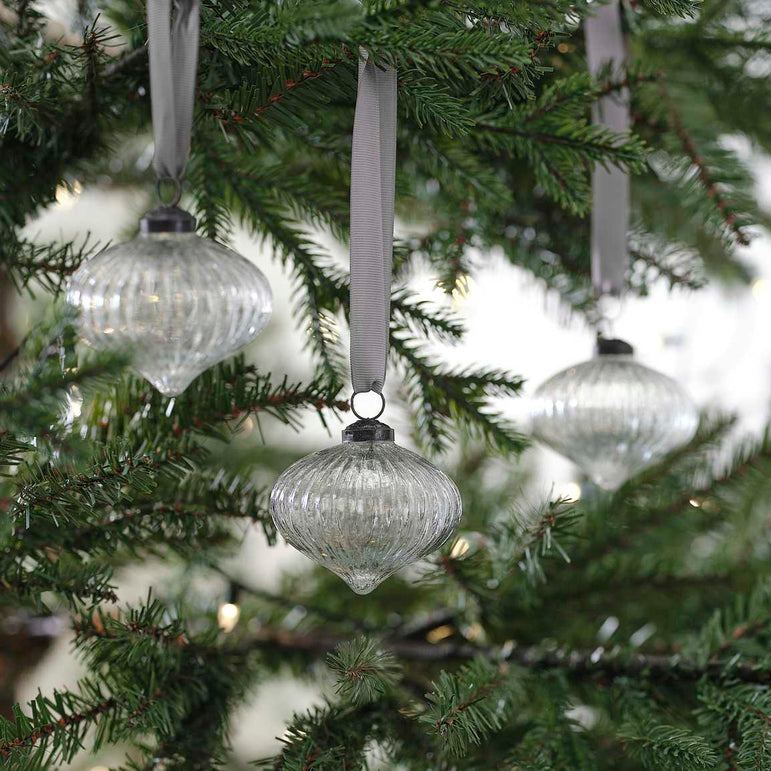 Ribbed Glass Christmas Tree Decorations
