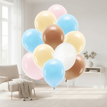 Mix Pastel Pink,Blue and Brown Colors Latex Balloons 10pcs 27x30cm