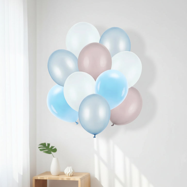 Mix Pastel Blue Colors Latex Balloons 10pcs 27x30cm