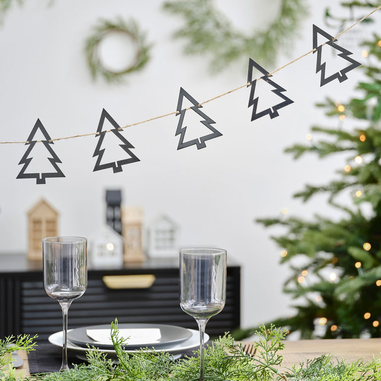 Black Wooden Christmas Tree Bunting