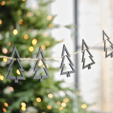 Black Wooden Christmas Tree Bunting