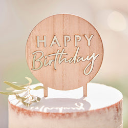Mix It Up Wooden Happy Birthday Cake Topper