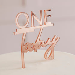 Mix It Up Rose Gold One Today 1st Birthday Cake Topper