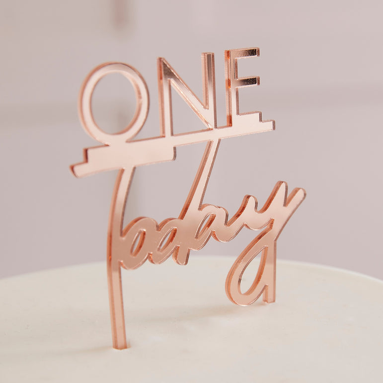 Mix It Up Rose Gold One Today 1st Birthday Cake Topper
