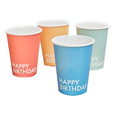 Mix It Up Brights Happy Birthday Paper Cups 9oz, 8pcs