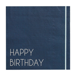 Navy Happy Birthday Eco Paper Napkins 16pcs