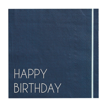 Navy Happy Birthday Eco Paper Napkins 16pcs