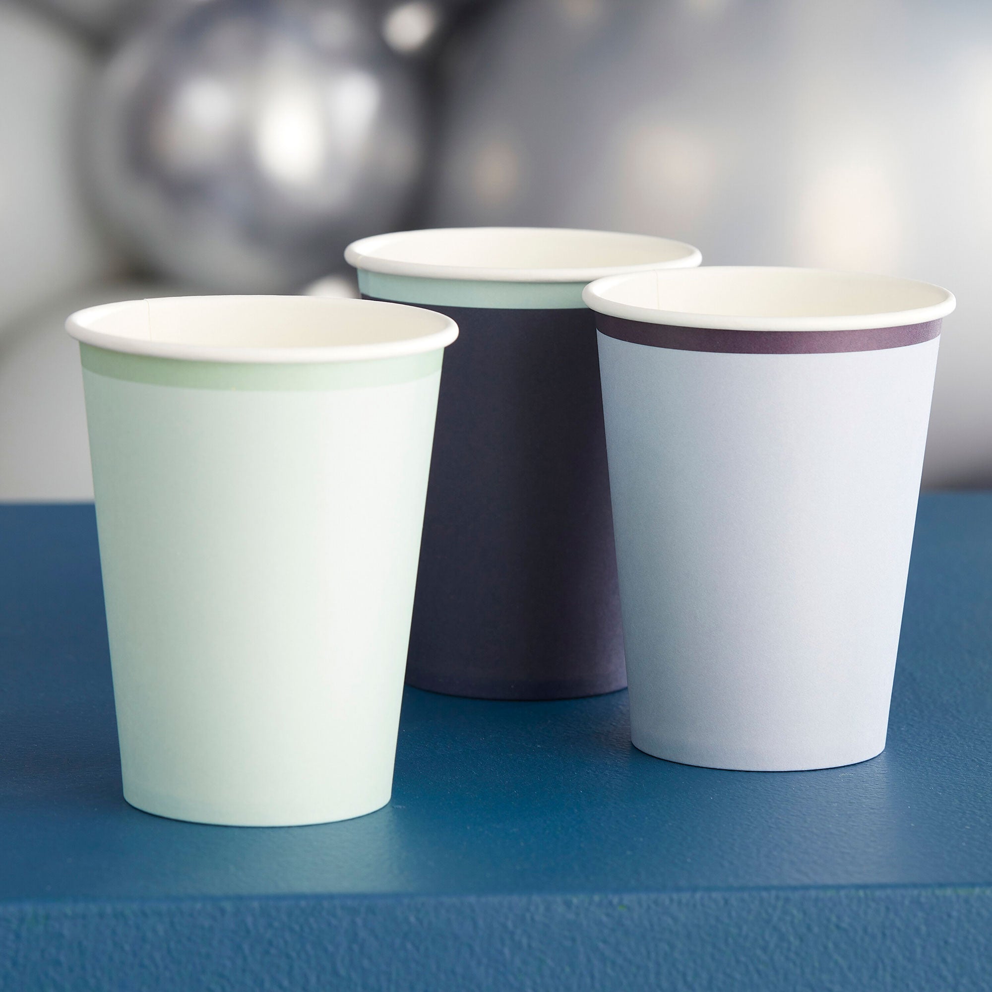Navy, Blue & Mint Eco Paper Cups Mixed Pack 9oz, 8pcs
