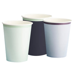 Navy, Blue & Mint Eco Paper Cups Mixed Pack 9oz, 8pcs