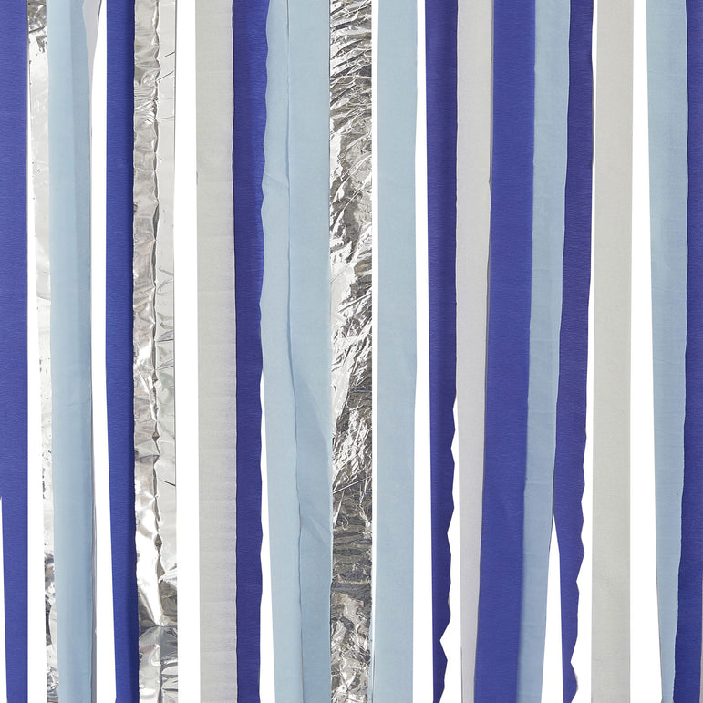 Mix It Up Blue and Silver Streamer Backdrop Decoration