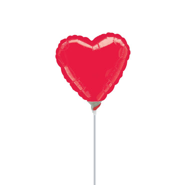 Metallic Red Heart Foil Balloon 4in Balloons & Streamers - Party Centre