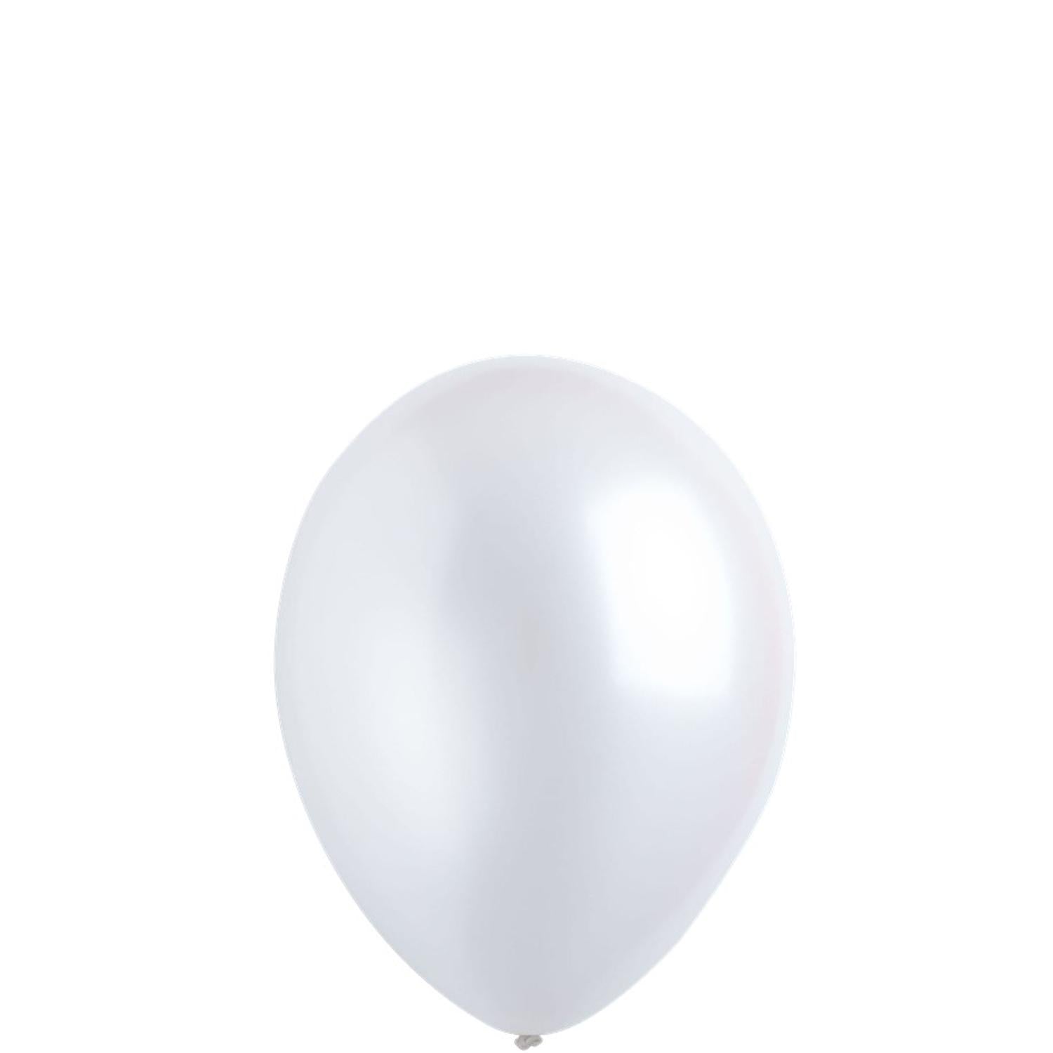 Frosty White Pearl Latex Balloons 5in, 100pcs Balloons & Streamers - Party Centre