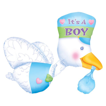 Bundle Of Joy Stork - It's A Boy Balloon 23 x 32in Balloons & Streamers - Party Centre
