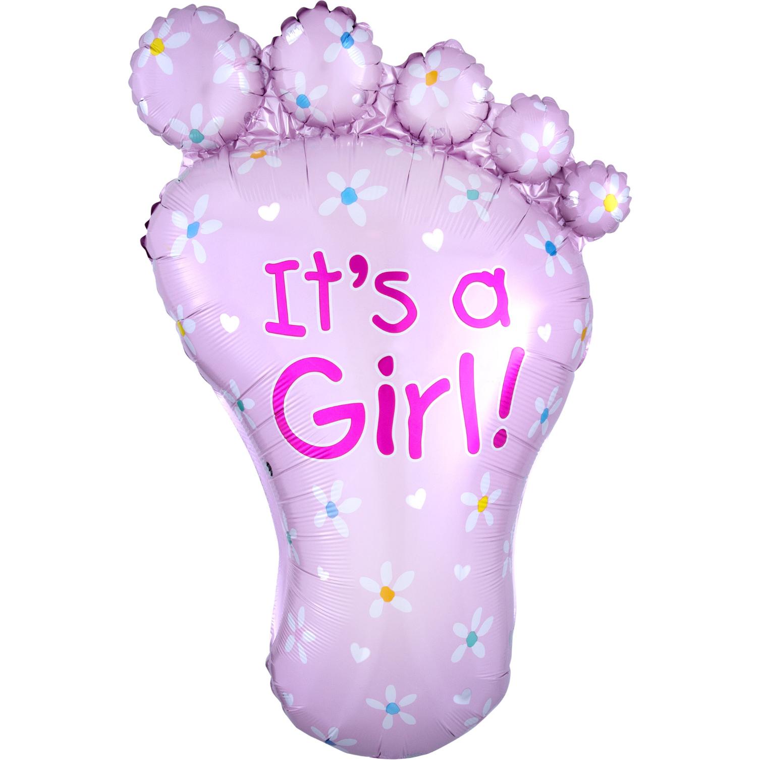 It's A Girl Foot Foil Balloon 23 x 32in Balloons & Streamers - Party Centre