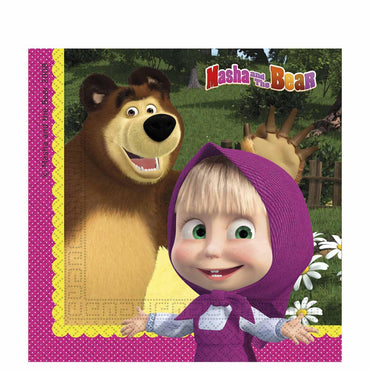 Masha and the Bear Paper Tissues 20pcs Printed Tableware - Party Centre
