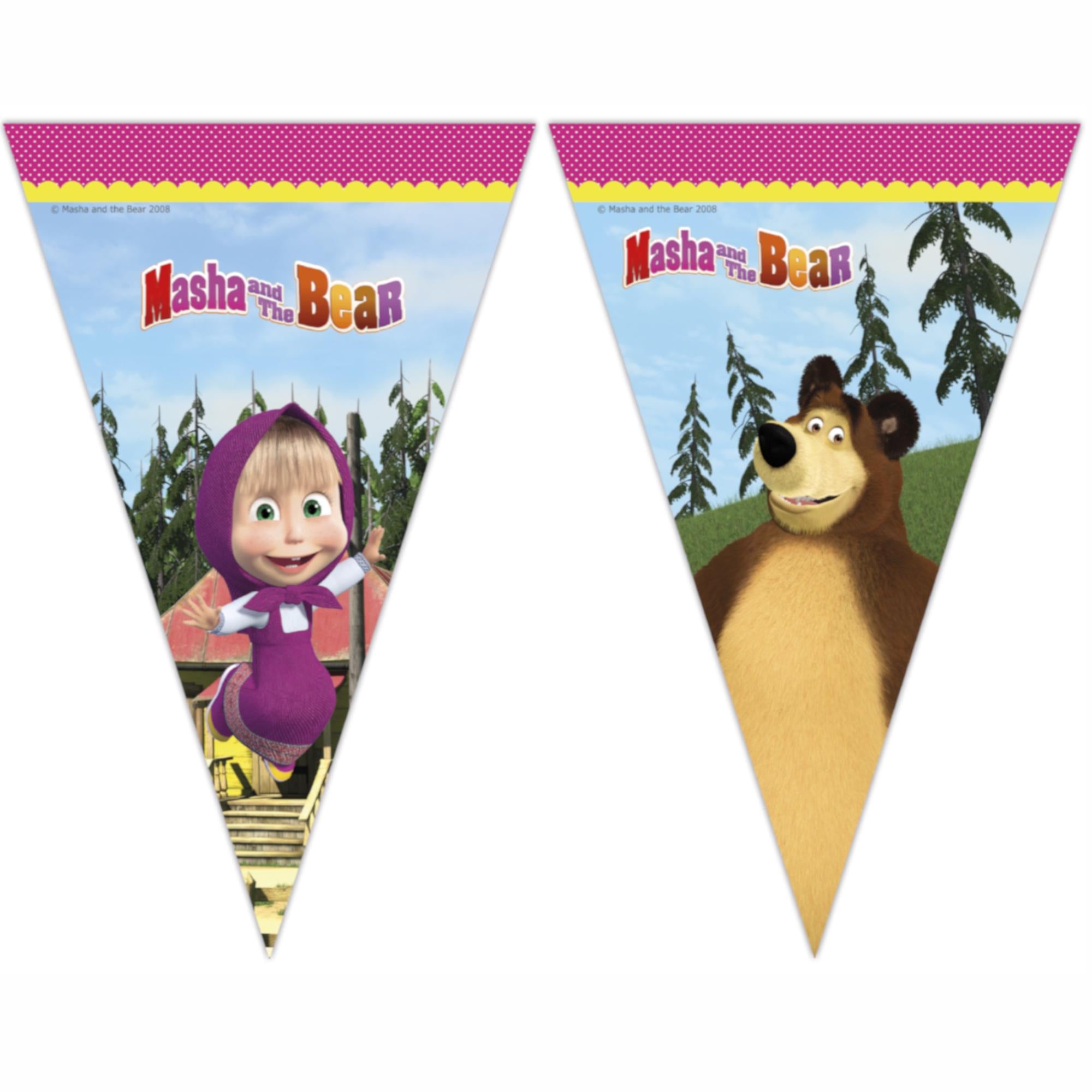 Masha and the Bear Triangle Flag Banner Decorations - Party Centre