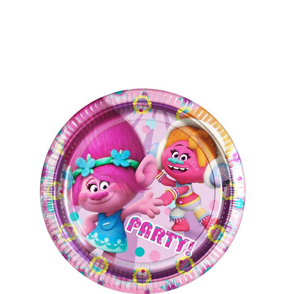 Trolls Paper Plates 7in, 8pcs Printed Tableware - Party Centre