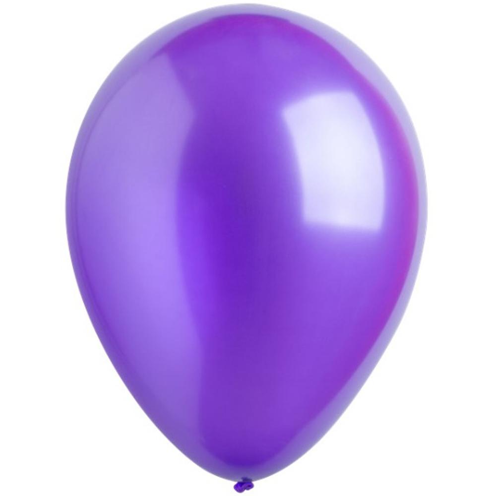 Purple Metallic Latex Balloons 11in, 50pcs Balloons & Streamers - Party Centre