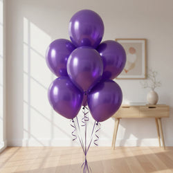 Purple Metallic Latex Balloons 11in, 50pcs Balloons & Streamers - Party Centre