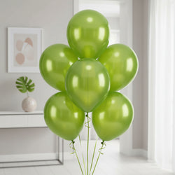 Metallic Lime Green Latex Balloons 50pcs Balloons & Streamers - Party Centre