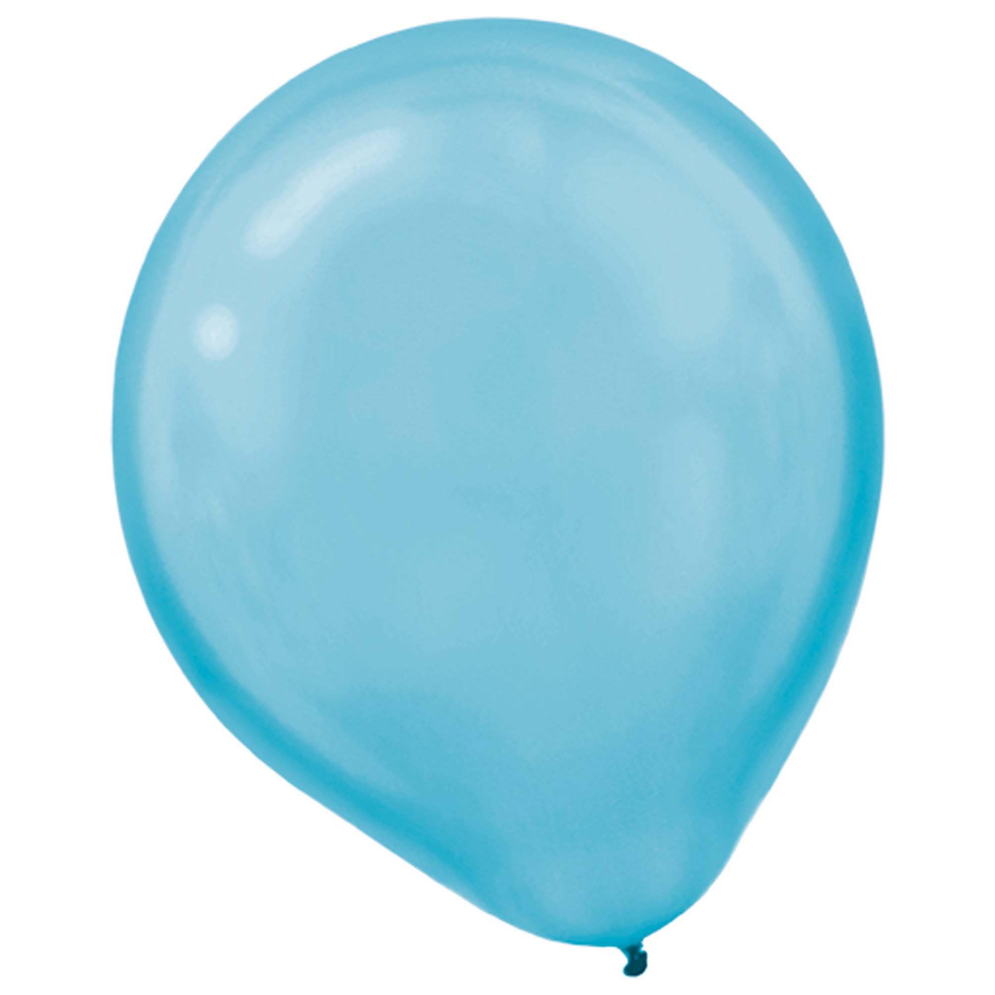 Pearl Caribbean Blue Latex Balloons 12in, 50pcs Balloons & Streamers - Party Centre