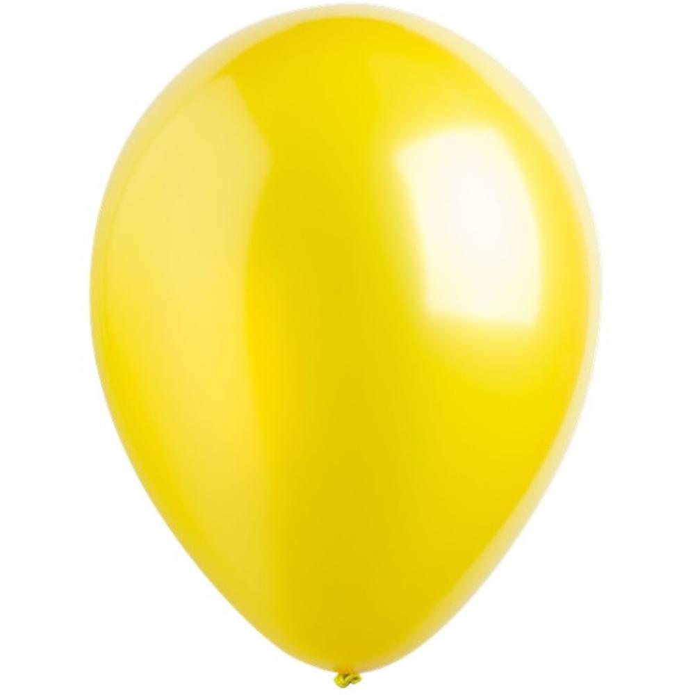 Yellow Sunshine Metallic Latex Balloons 11in, 50pcs Balloons & Streamers - Party Centre