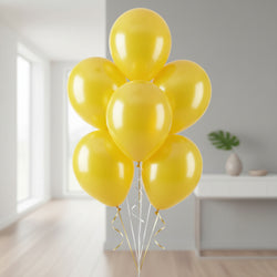 Yellow Sunshine Metallic Latex Balloons 11in, 50pcs Balloons & Streamers - Party Centre
