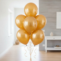Gold Metallic Latex Balloons 11in, 50pcs Balloons & Streamers - Party Centre