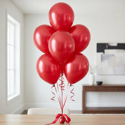 Apple Red Metallic Latex Balloons 11in, 50pcs Balloons & Streamers - Party Centre